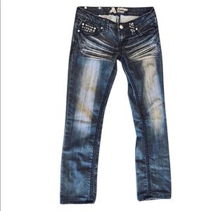 Size 26 black Antique Rivet Jeans bling pockets